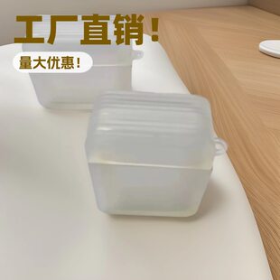 Apple, compatible square matte three dimensional headphones, cream protective case, bluetooth