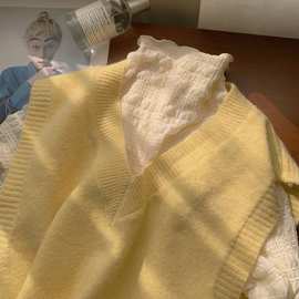 【软糯糯的小温柔】2026新款U染纯色V领百搭针织毛衣马甲