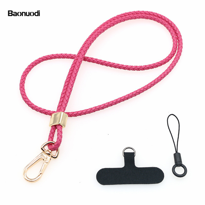 5MM de piel de oveja tejida junta de cordón de teléfono móvil de piel de vaca clip de teléfono móvil correa de la Cámara cuerda anti-perdido crossbody cuello cuerda