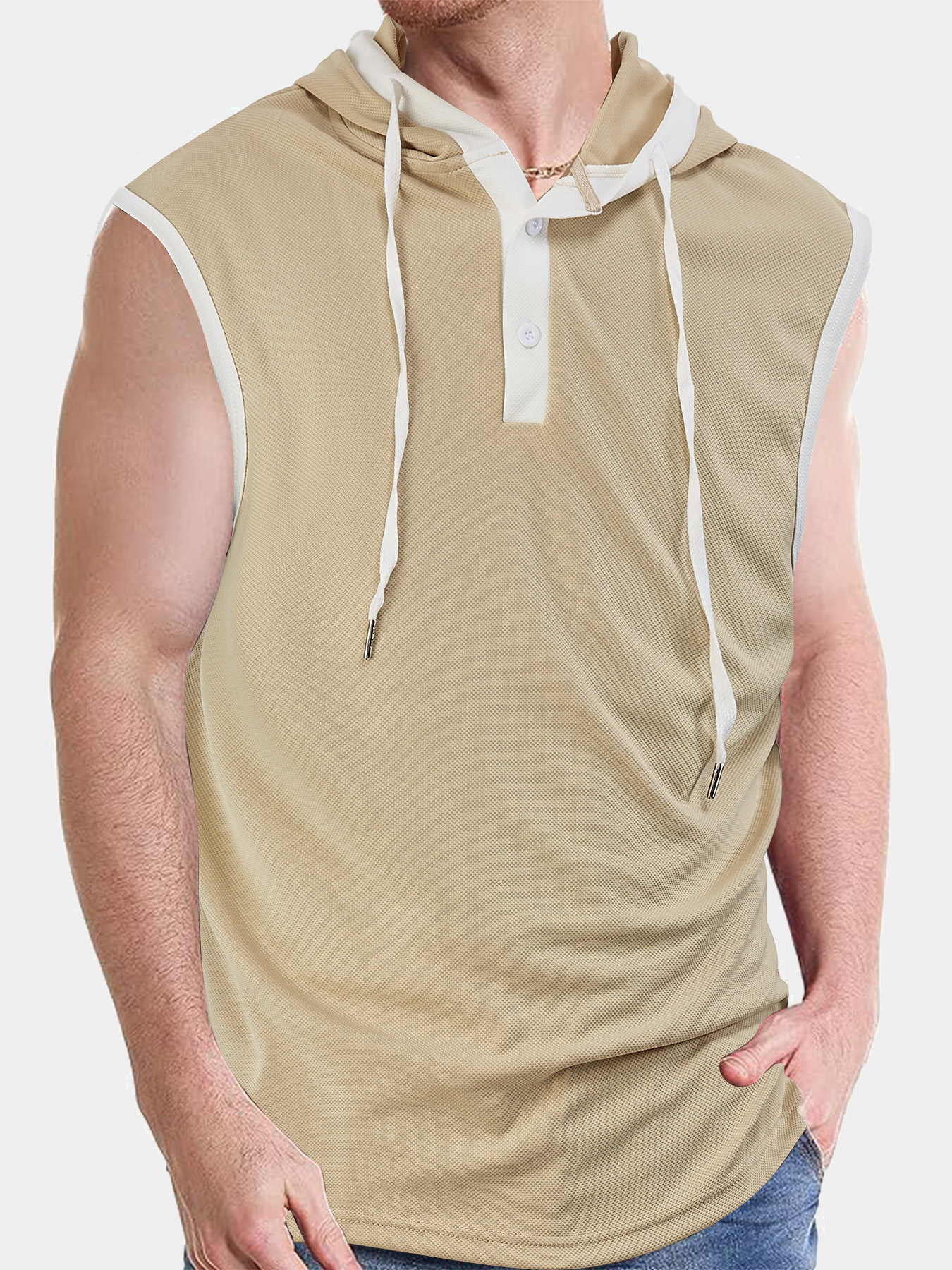 Camiseta de Tirantes con Capucha de Secado Rápido de Poliéster para Deportes