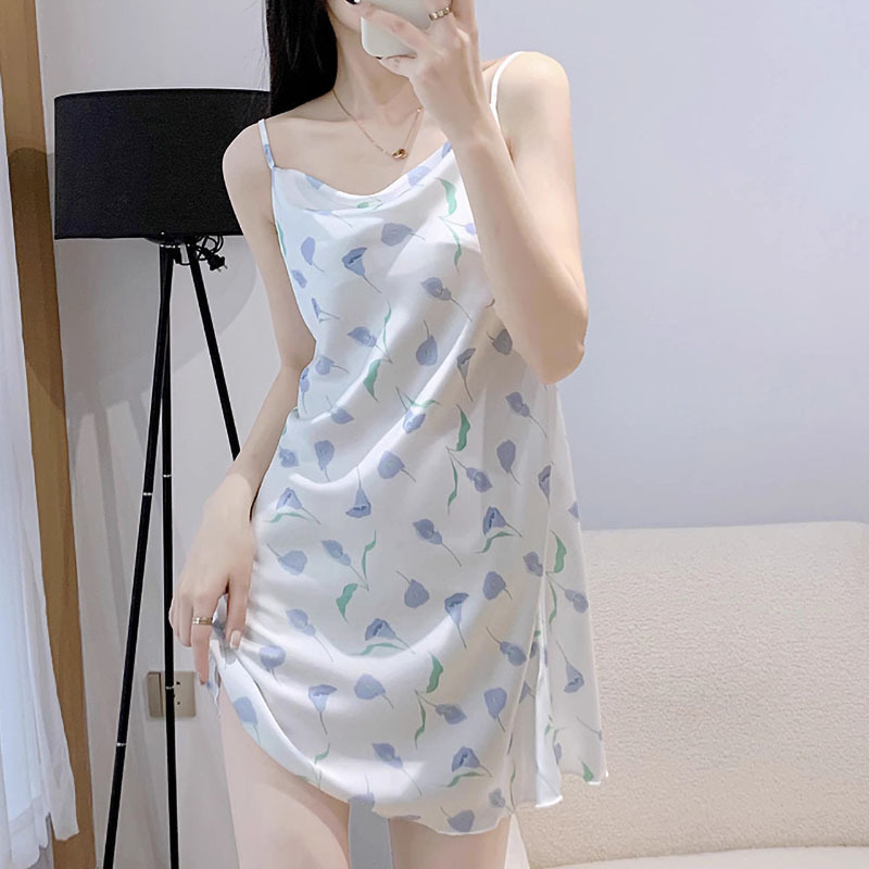 Sexy Suspender Nightgown for Women Summer Ice Silk Pure Desire Nightgown Dress Summer 2025 New Girl French Home Clothes Sexy Suspender Nightgown for Women Summer Ice Silk Pure Desire Nightgown Dress Summer 2025 New Girl French Home Clothes