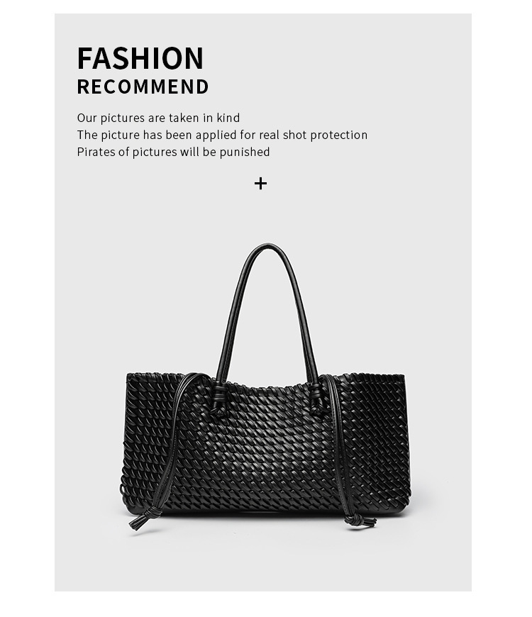 Woven Tote Bag Solid Colour Retro Casual Shoulder Crossbody Bag_voghion.com