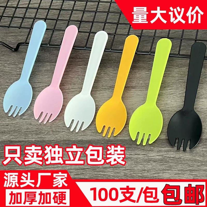 Вилка для торта, ложка, одноразовая ложка, вилка для выпечки, десерта, посуда для дня рождения, детская милая пластиковая посуда в индивидуальной упаковке