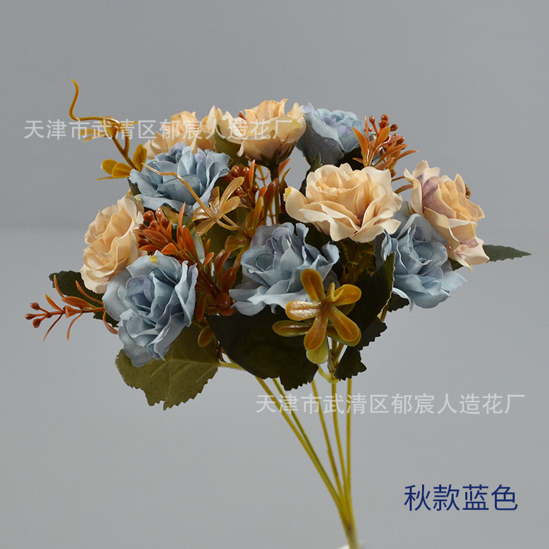 22 rosas de diamante paquete de otoño primavera corona floral centro comercial vitrinas para colocar sala de estar comedor decoración