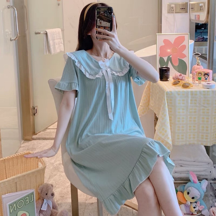 Pijama de verano de mangas cortas cuello de muñeca dulce hadas corte coreana estudiante pijama princesa ropa de estilo doméstico