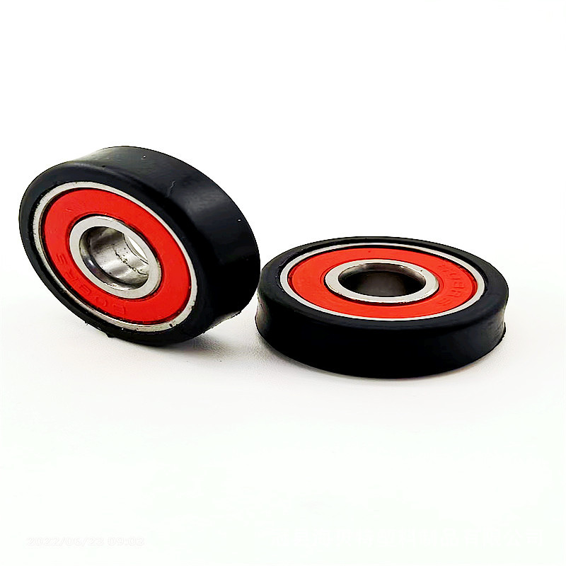 注塑608滑轮  品质608轴承包胶移门滑轮 扁平形推拉门滑轮