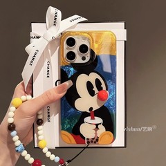漫画ミッキー柄のiPhone16Pro用スマホケース、新作iPhone15ProMax、漫画風13、個性的な14/17