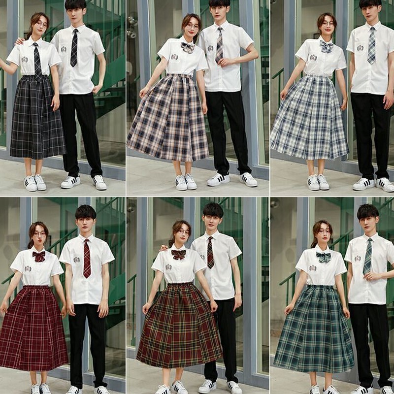 班服秋季套装学生白衬衫格子裙校服学院风中学生合唱团演出服长裙