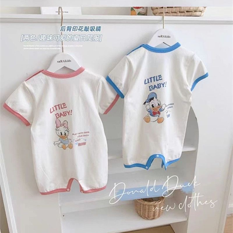 Baby Clothes Summer Thin One Hundred Days Baby Men's and Women's One-Body Clothes Cotton Short-Sleeved Summer Clothes Newborn Cartoon Clothes