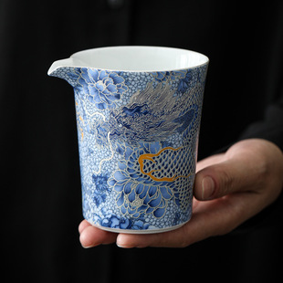 Enamel Color Handmade Cloisonne Silver Dragon Gongdao Cup Household Tea Sea Ceramic Tea Vessel Uniform Cup Kung Fu Tea Set Spare Parts