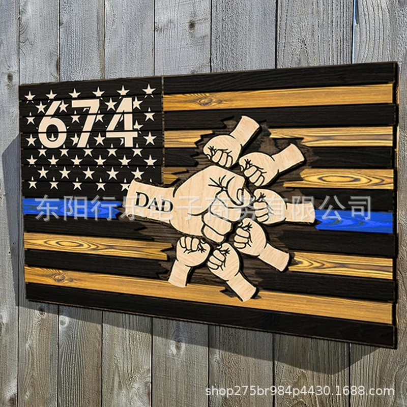 Новый трансграничный продукт, деревянные подвесные украшения ко Дню отца, американский флаг, муж, деревянные поделки, бестселлер Amazon