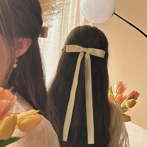 Charming Sweet Summer Ribbon Bow Ribbon Hair Clip 2025 New Style Rear Head Spring Clip Hair Pin Accessory