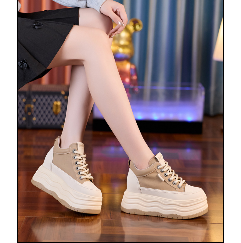 Giày sneaker nữ cổ cao đế dày tăng chiều cao trong — Màu đen chi tiết 18