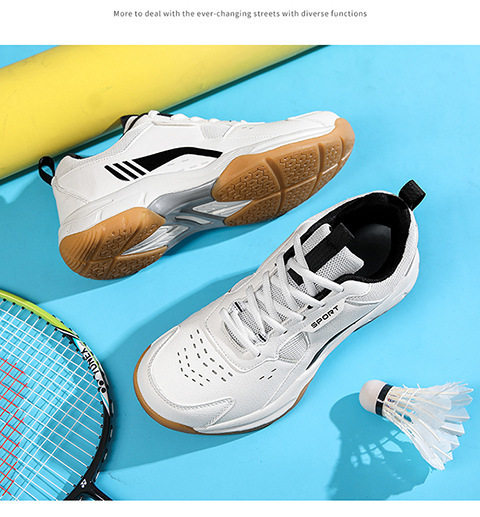 Giày cầu lông unisex cổ thấp, đế bằng chống trượt, thoáng khí giảm chấn, chuyên tập luyện — 9088 Trắng Nguyệt Hoàng, 9088 trắng đen chi tiết 18