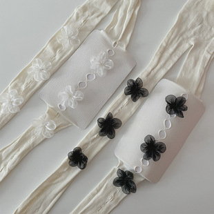 Niche handmade mesh flower stockings pure desire wind gentle sweet milky white hollow hole mesh stockings pantyhose