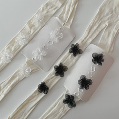 Niche Handmade Mesh Flower Silk Stockings: Pure, Alluring, Soft, Sweet, and Creamy White—Cutout Hollow Fishnet Pantyhose