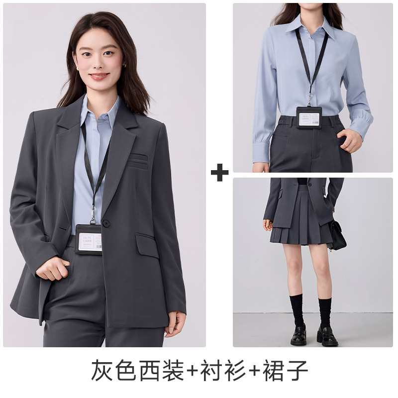 灰色西装套装女2025新款春秋气质高级感职业装正装工作服西服外套|undefined