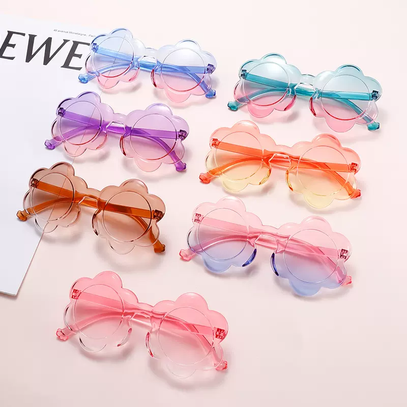 一体片彩色儿童太阳花墨镜潮宝宝防紫外线太阳镜夏季防晒小孩眼镜