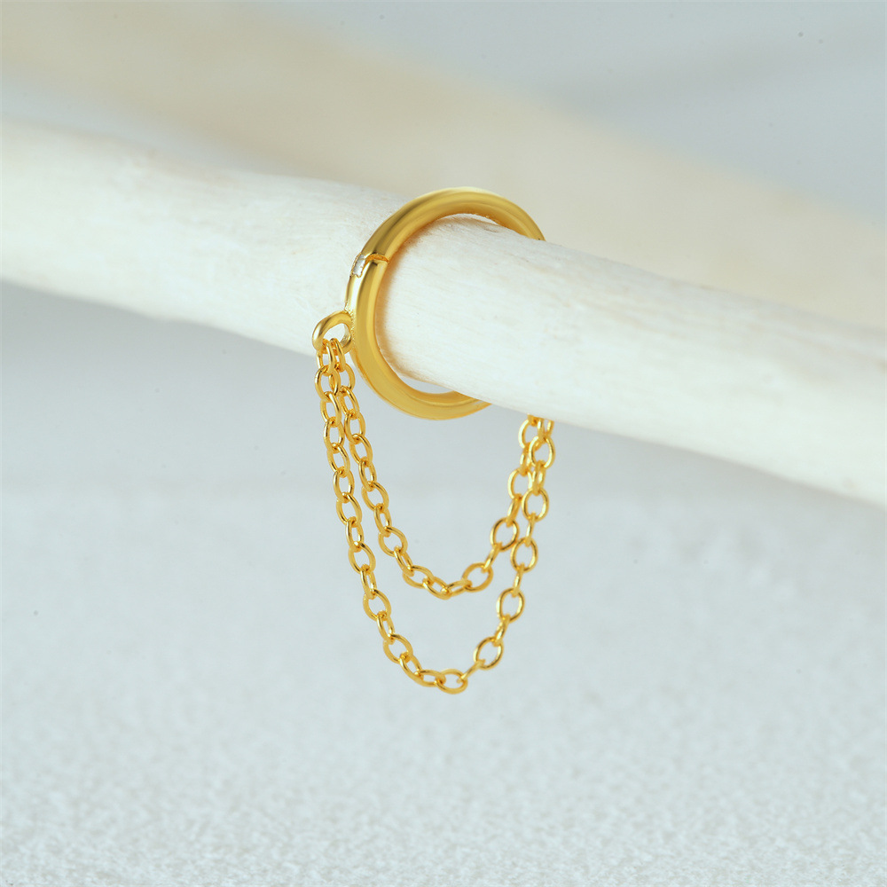 1 Piece Simple Style Solid Color Plating Chain Inlay Sterling Silver Zircon Earrings display picture 12