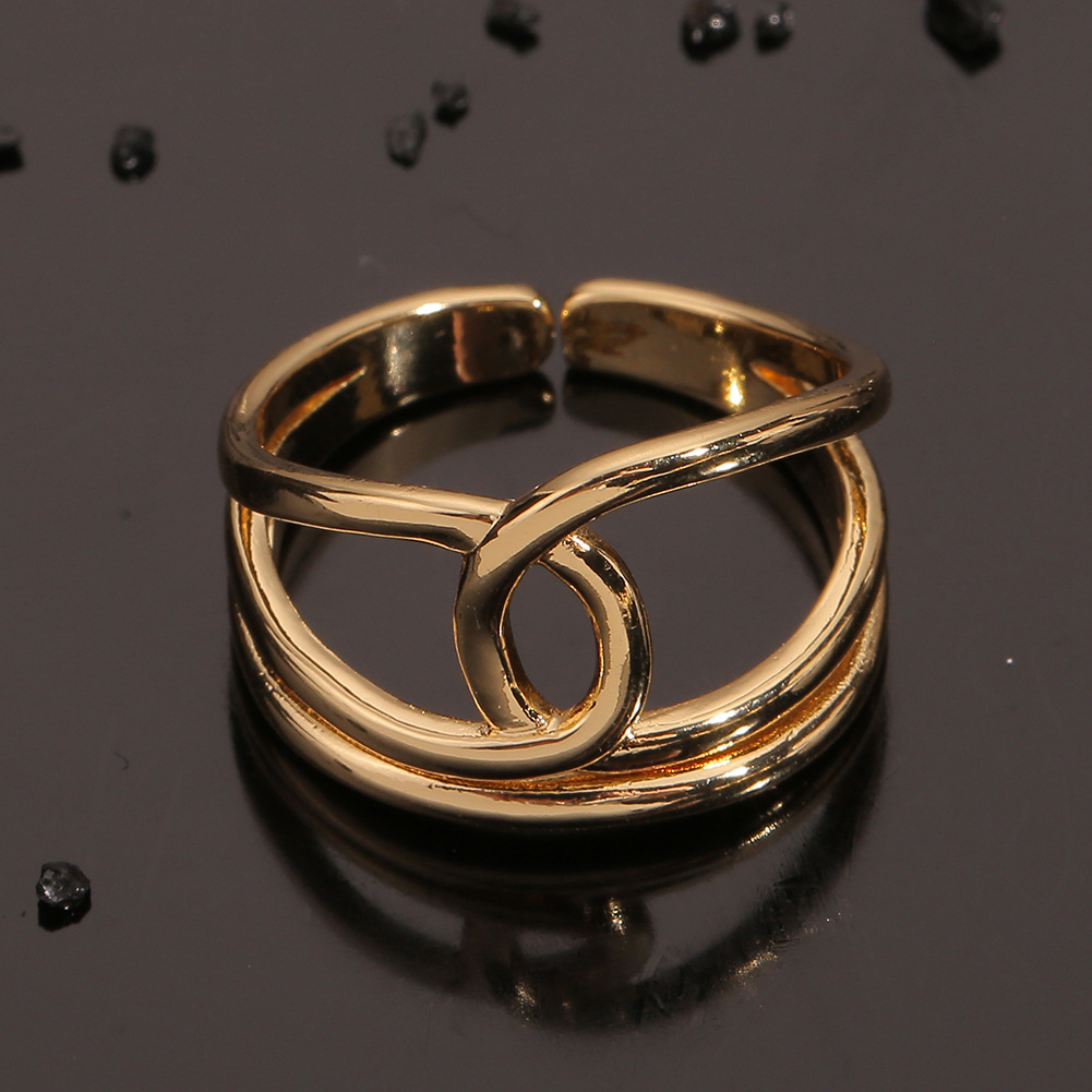 Fashion Hand Jewelry Copper Plated Real Gold Geometric Personality Index Finger Ring display picture 3