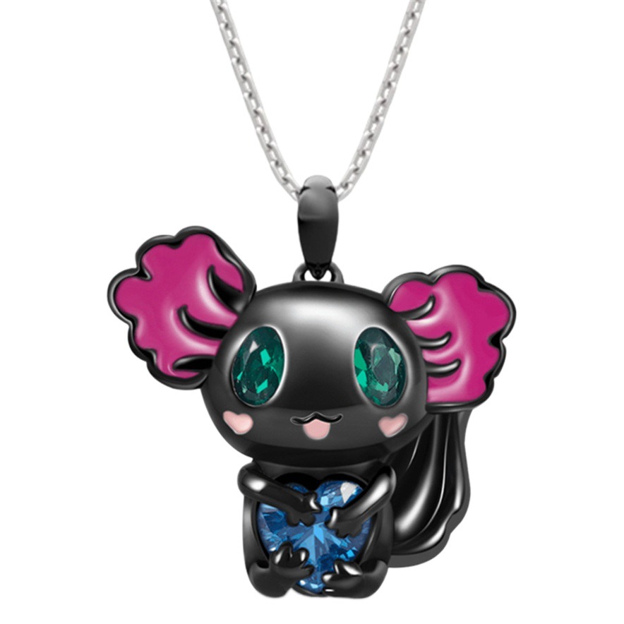 Cross-border caliente nueva moda de dibujos animados grandes ojos abrazo amor pequeño dragón dama COLLAR COLGANTE