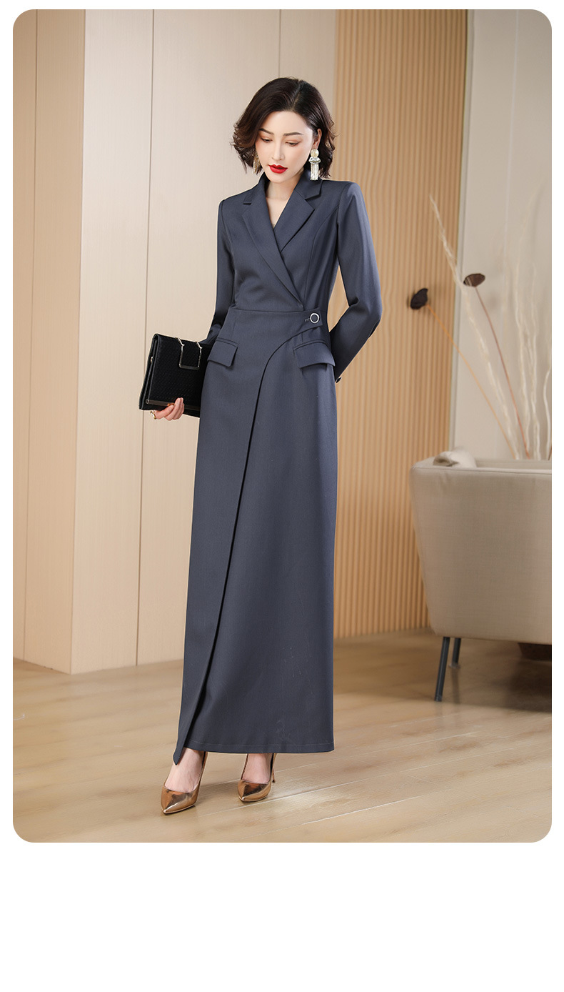 New Grey Suit Dress Long Blazer Dress Women Office Elegant Formal Trench  Coats | eBay