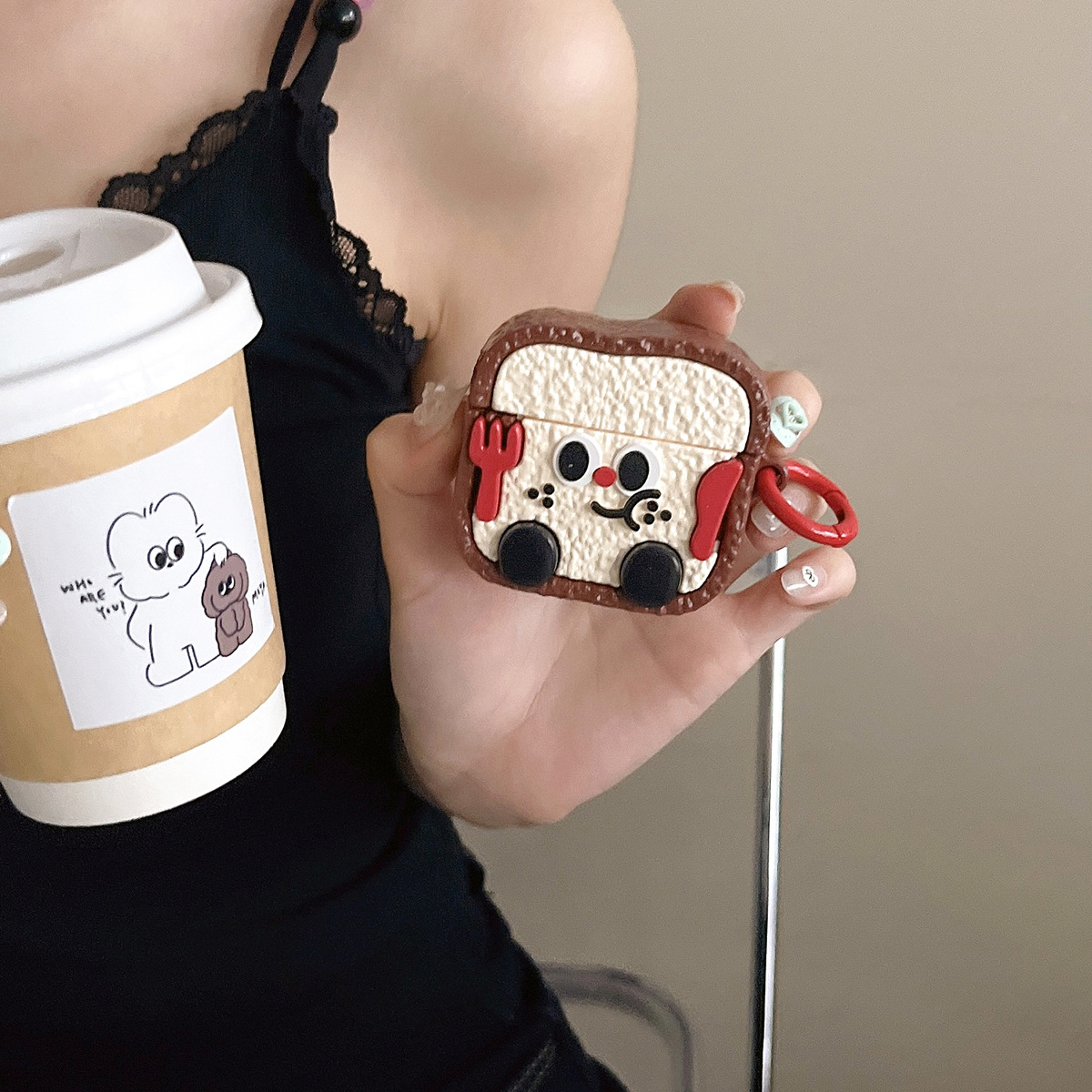 Arroz seco pan tostado aippds cubierta de auriculares para 1 / 2 generación / aippds3 / pro2 cartoon protector cubierta suave