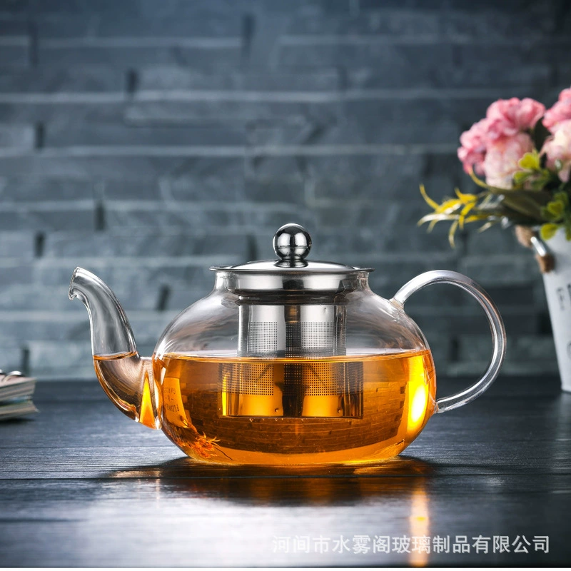 Стеклянный чайник, устойчивый к высоким температурам дома, из нержавеющей стали, фильтр, заварочный чайник, утолщение, заварочный чайник, чайный набор