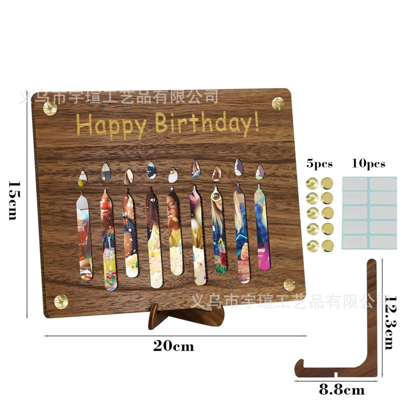 国境を越えた新しいアイデア誕生日キャンドルギフトカード財布木製工芸品置物|undefined