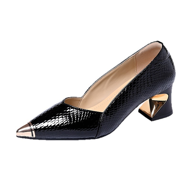 Zapatos de talón medio puntiagudo y poco profundo zapatos de talón alto de mujer zapatos de talón grueso 2026 zapatos de primavera en stock 1 día de envío