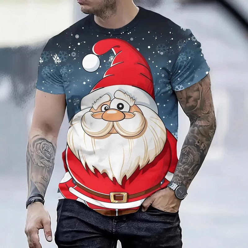 Santa Claus 3D Printed Men's T-Shirt Fashion Christmas Holiday Gift Men's Round Neck Short Sleeve Hip Hop Clothing Santa Claus 3D Printed Men's T-Shirt Fashion Christmas Holiday Gift Men's Round Neck Short Sleeve Hip Hop Clothing