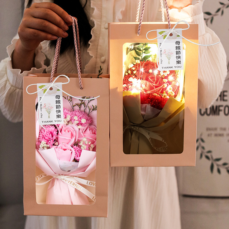 粉卡盒7朵母亲节花束 组5