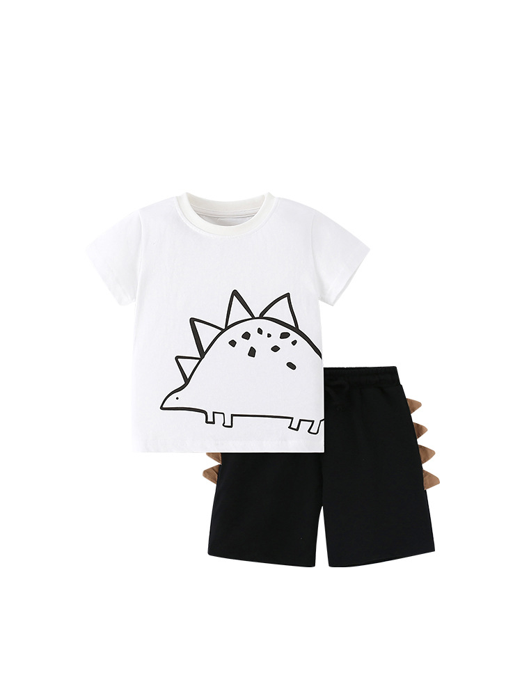 Malwee traje para niños verano nuevo estilo europeo y americano casual cuello redondo manga corta cintura elástica pantalones de dos piezas