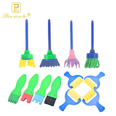 Children's painting sponge brush set kindergarten preschool doodle stamp set 12-piece with broom brush roller stamp