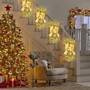 Amazon's New Christmas Wreath Hong Kong Love Bow Upside down Tree Garland Stair Corridor Christmas Decoration Props