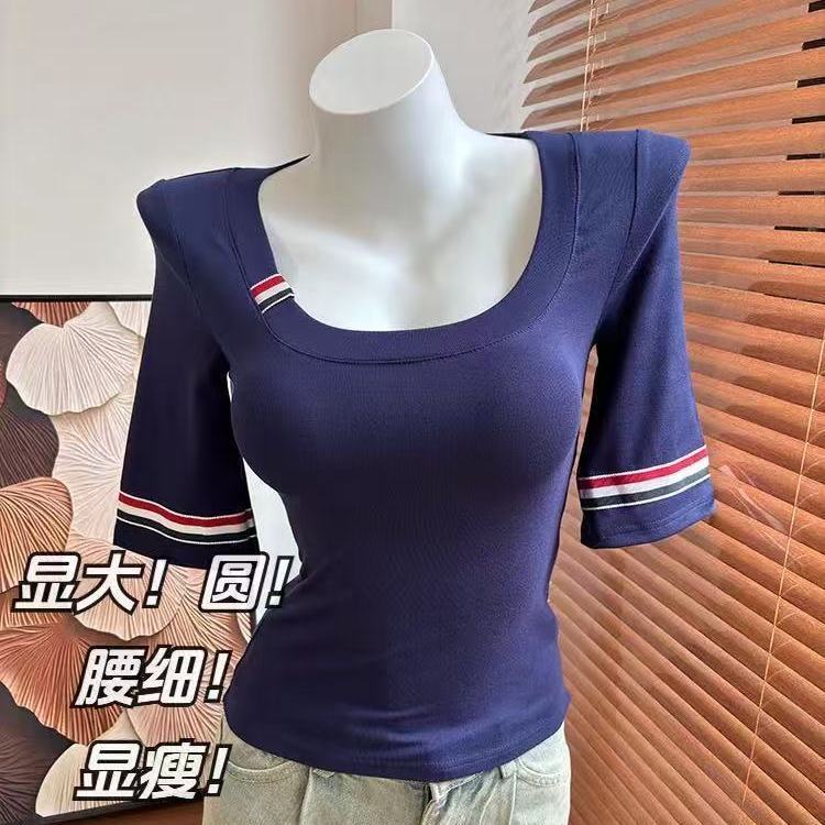 Korean Style Pure Desire Style Flying Sleeve Short-Sleeved T-Shirt for Women, Slim Fit, Versatile Knitted Top, New Summer Style Korean Style Pure Desire Style Flying Sleeve Short-Sleeved T-Shirt for Women, Slim Fit, Versatile Knitted Top, New Summer Style