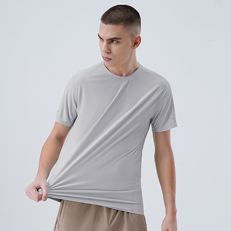 25 primavera y verano nueva camiseta de manga corta elástica de humedad transpirable para hombres running fitness camiseta de secado rápido