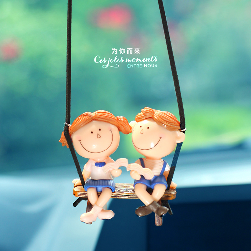 Swing Duck Series Pareja de dibujos animados Espejo retrovisor de coche colgante
