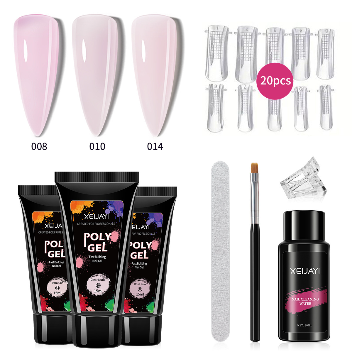 Nail tools suit extension glue fast paper-free tray model cleaning water nail file nail clip phototherapy nail polish