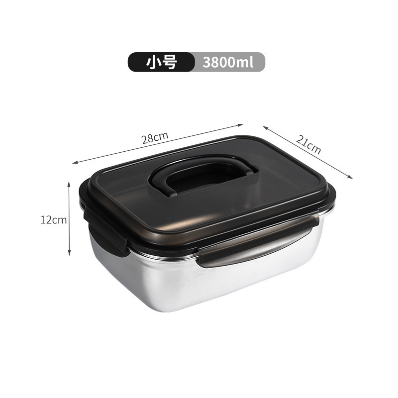 Caja de acero inoxidable 304 caja de almacenamiento de gran capacidad caja de bento caja de frutas refrigerador casero caja de almacenamiento de alimentos