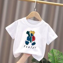 2022新款夏季兒童純棉字母t恤中小男女童寶寶短袖圓領簡約上衣潮t