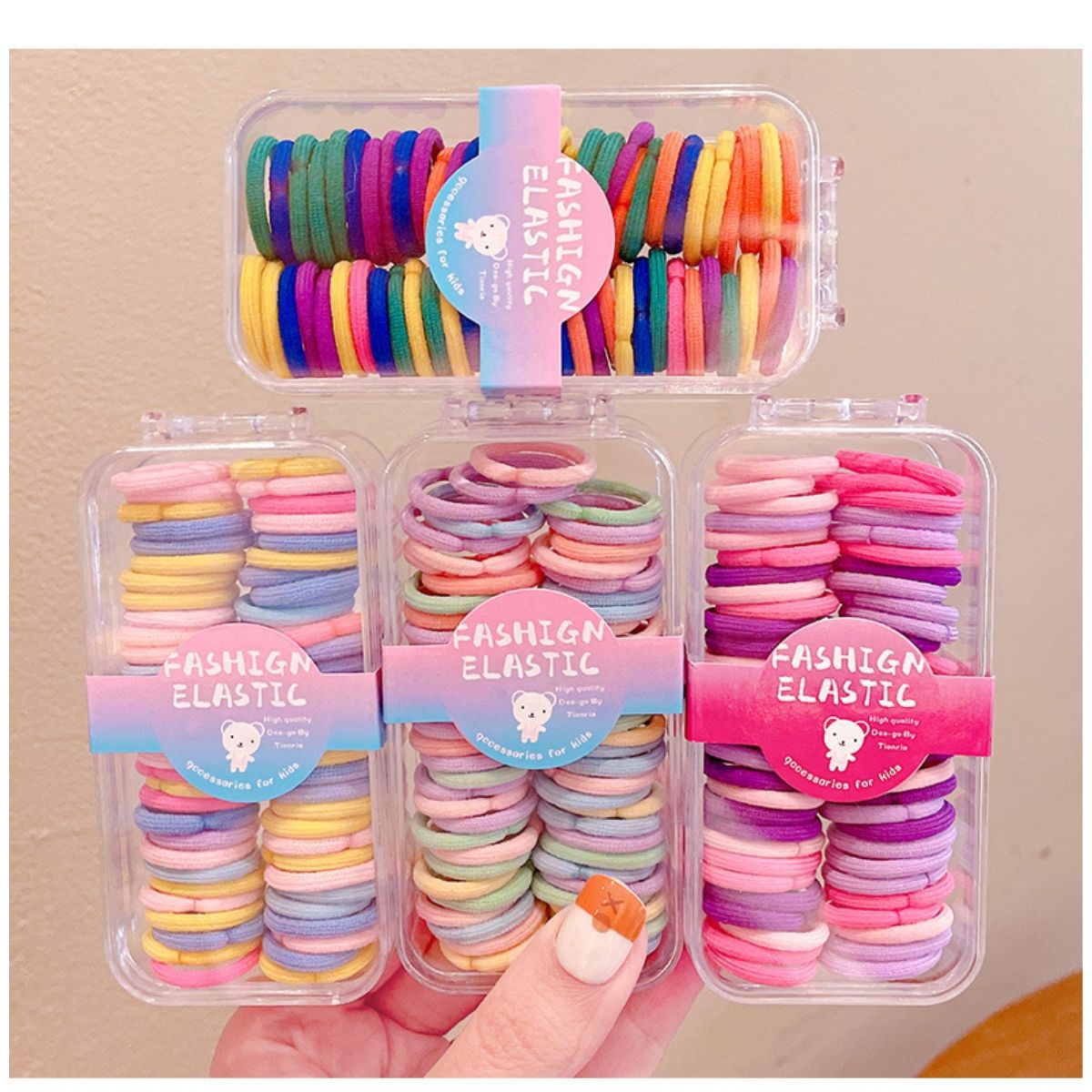 Caja de bebés correa de goma de color no daña el cabello bebé anillo de cabello duradero pequeña cuerda de cabeza de niña correa de goma para niños