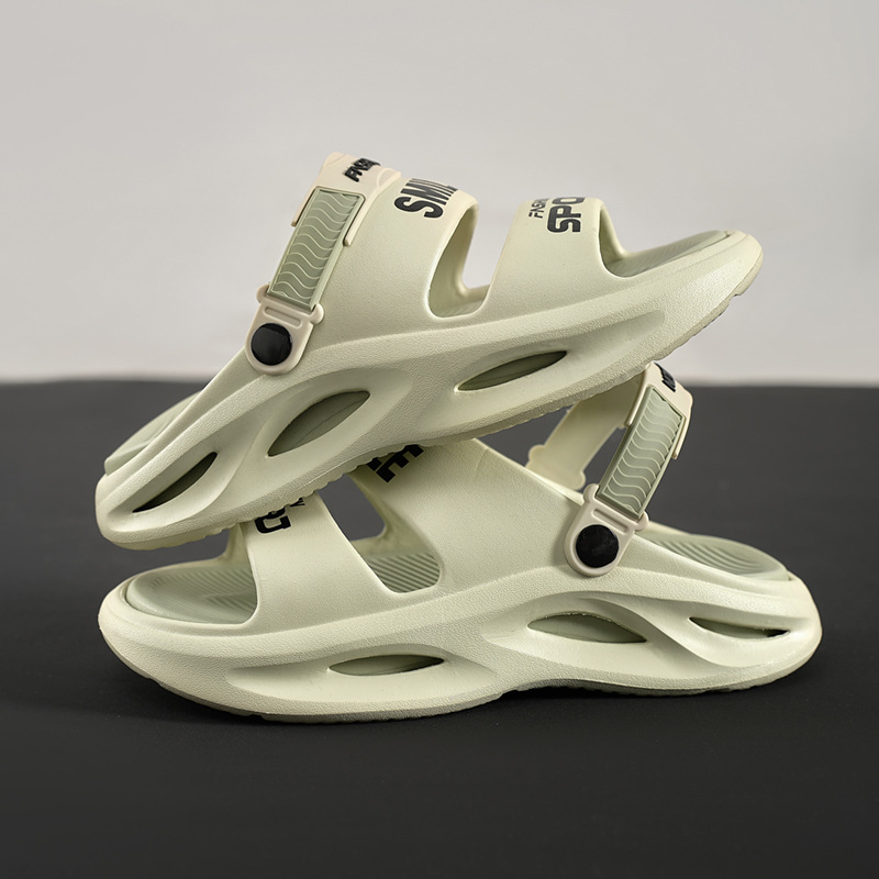 Zapatillas de hombre, uso exterior de verano, suela gruesa antideslizante, sensación de mierda, baño, deportes de playa, conducción, sandalias sin sabor de doble uso, hombre