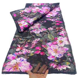 国风提花透明超仙刺绣花朵面料服装布料礼服连衣裙设计师Jacquard