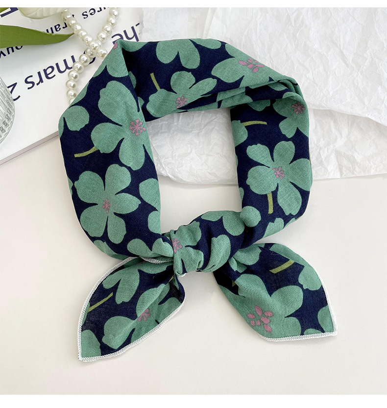 Women's Sweet Simple Style Color Block Cotton And Linen Printing Scarf display picture 5