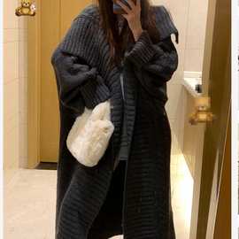 慵懒风毛衣中长款外套女秋冬季2025新款法式宽松针织开衫外穿大衣