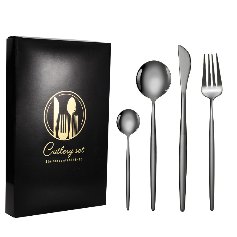 Juego de cuchillo y tenedor de comida occidental portuguesa de acero inoxidable de Amazon transfronterizo Juego de 24 piezas de bistec, cuchillo, tenedor, cuchara, cuchara, juego de cuchara de postre