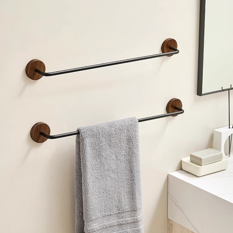 Bathroom walnut towel bar non-perforated bathroom bathroom hardware pendant single-pole towel rack cross-border towel rack
