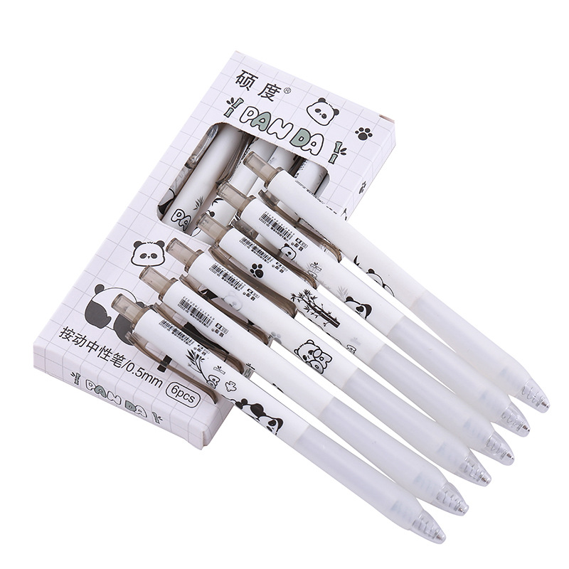 Bolígrafo de prensa de caja de panda de tinta simple, papelería creativa, herramienta de escritura para estudiantes, bolígrafo de góner, bolígrafo de firma a base de agua para oficina