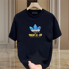 2024 Summer New Men's Casual T-Shirt, American Style Hip-Hop Couple's Half-Sleeve Top, Loose Round Neck T-Shirt